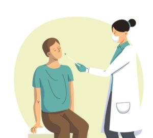 médica aplica teste covid com cotonete no paciente